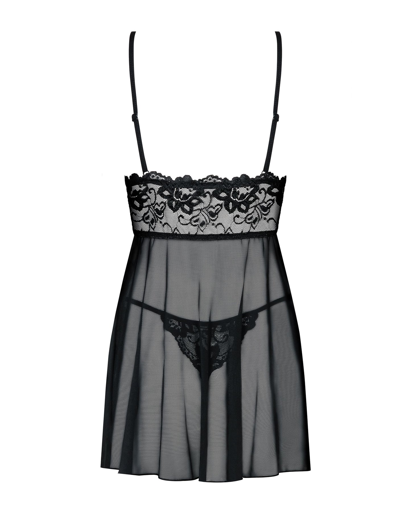 Obsessive - Idillia Babydoll and Thong - Black