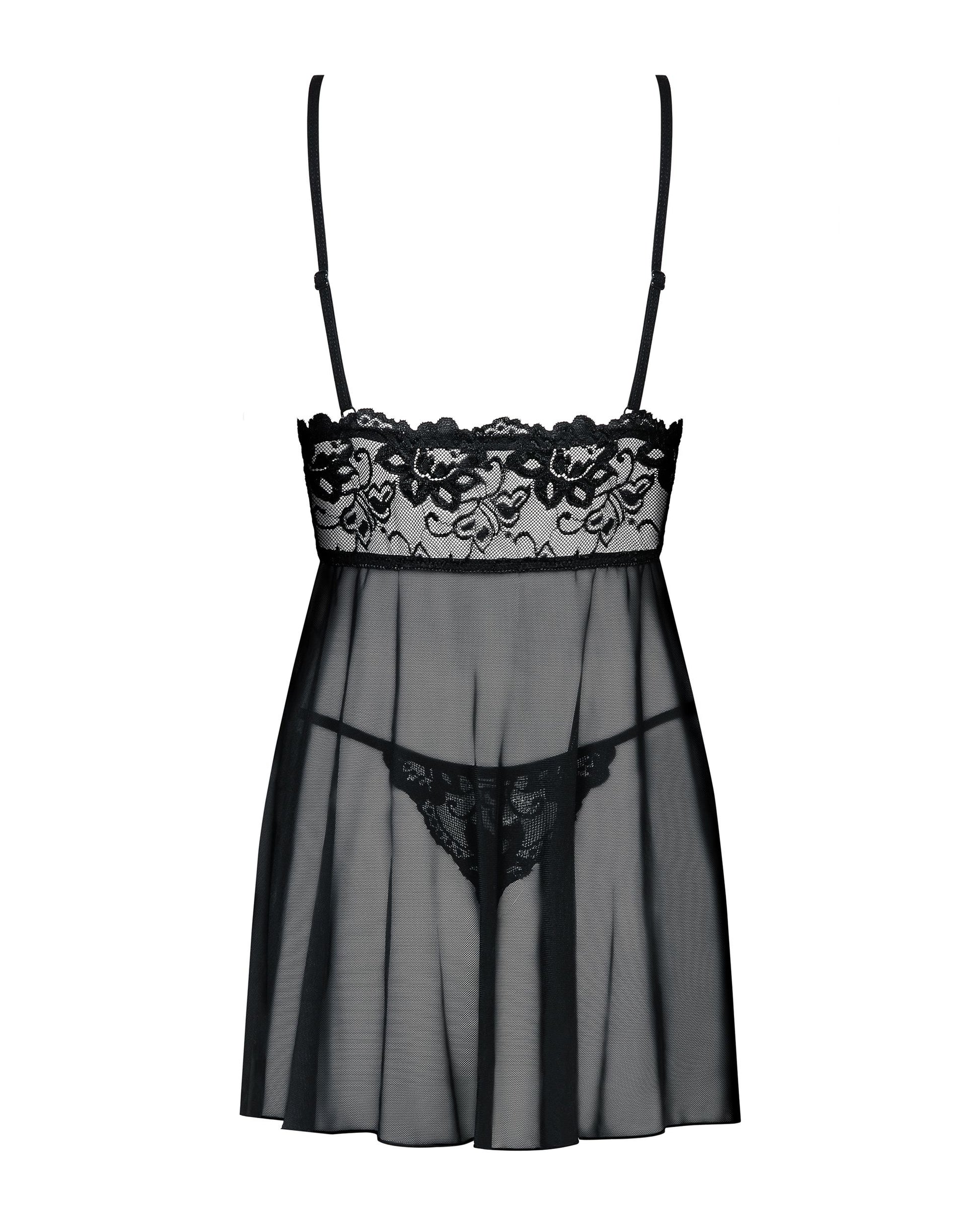 Obsessive - Idillia Babydoll and Thong - Black