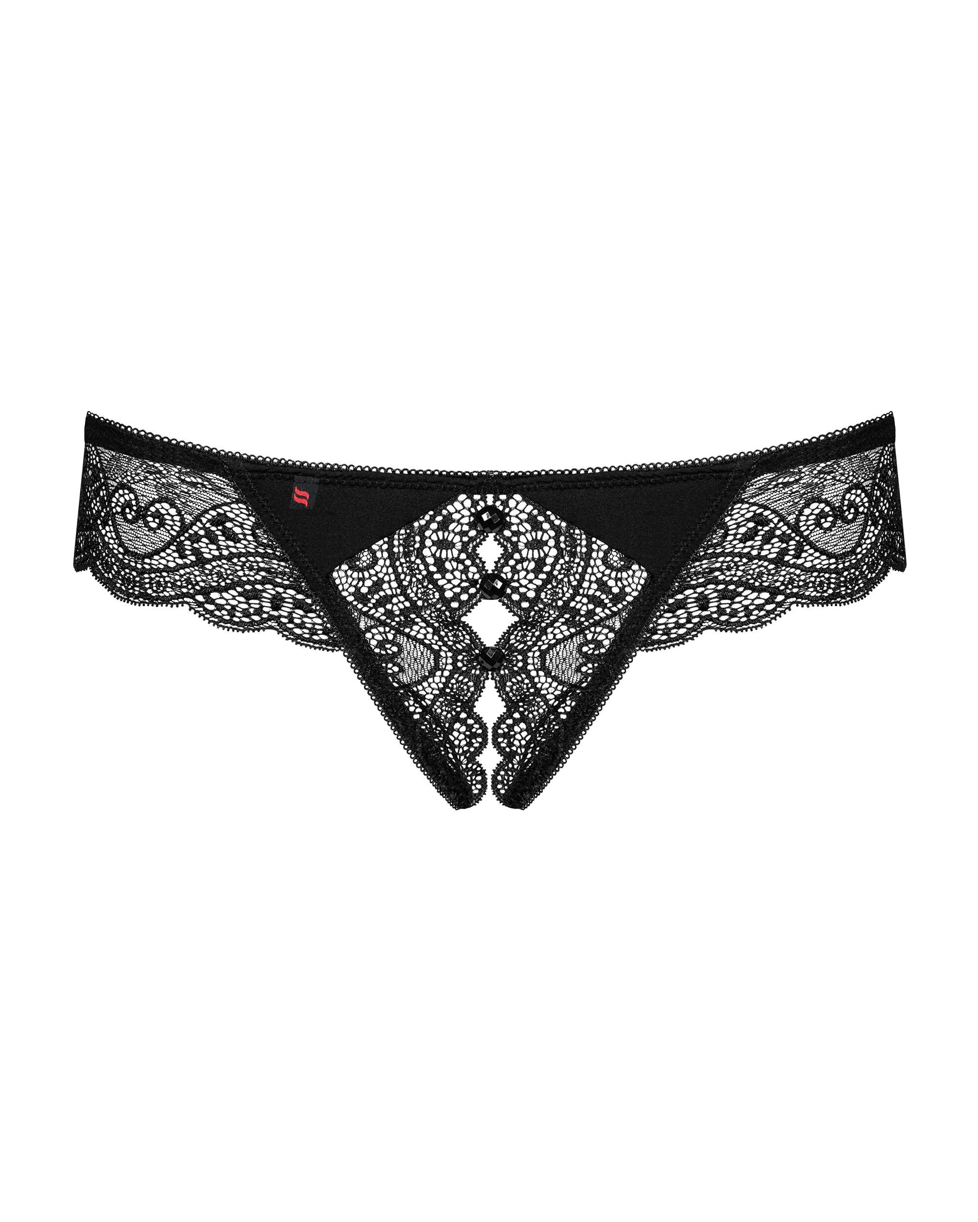 Obsessive - Miamor Crotchless Thong - Black
