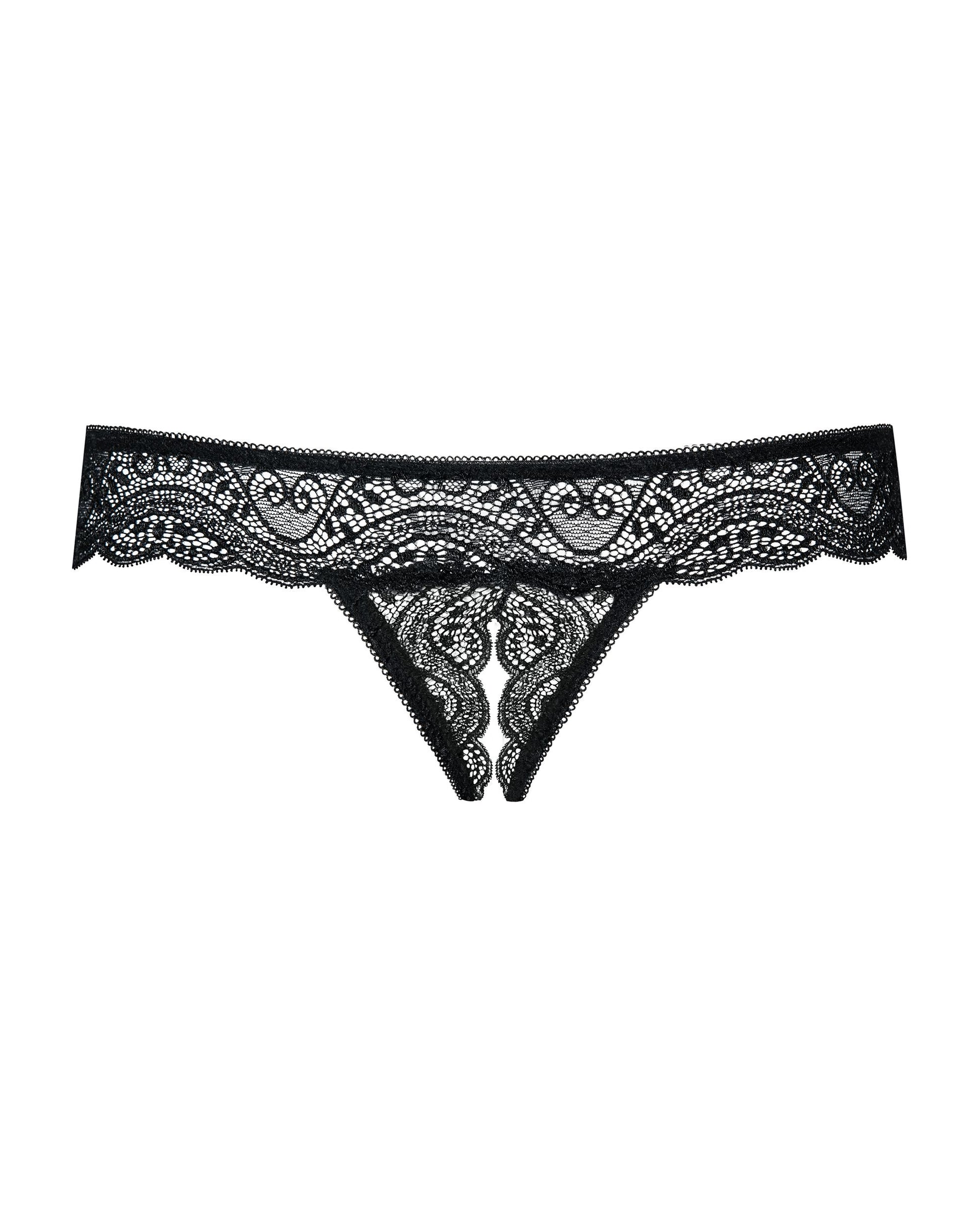 Obsessive - Miamor Crotchless Thong - Black