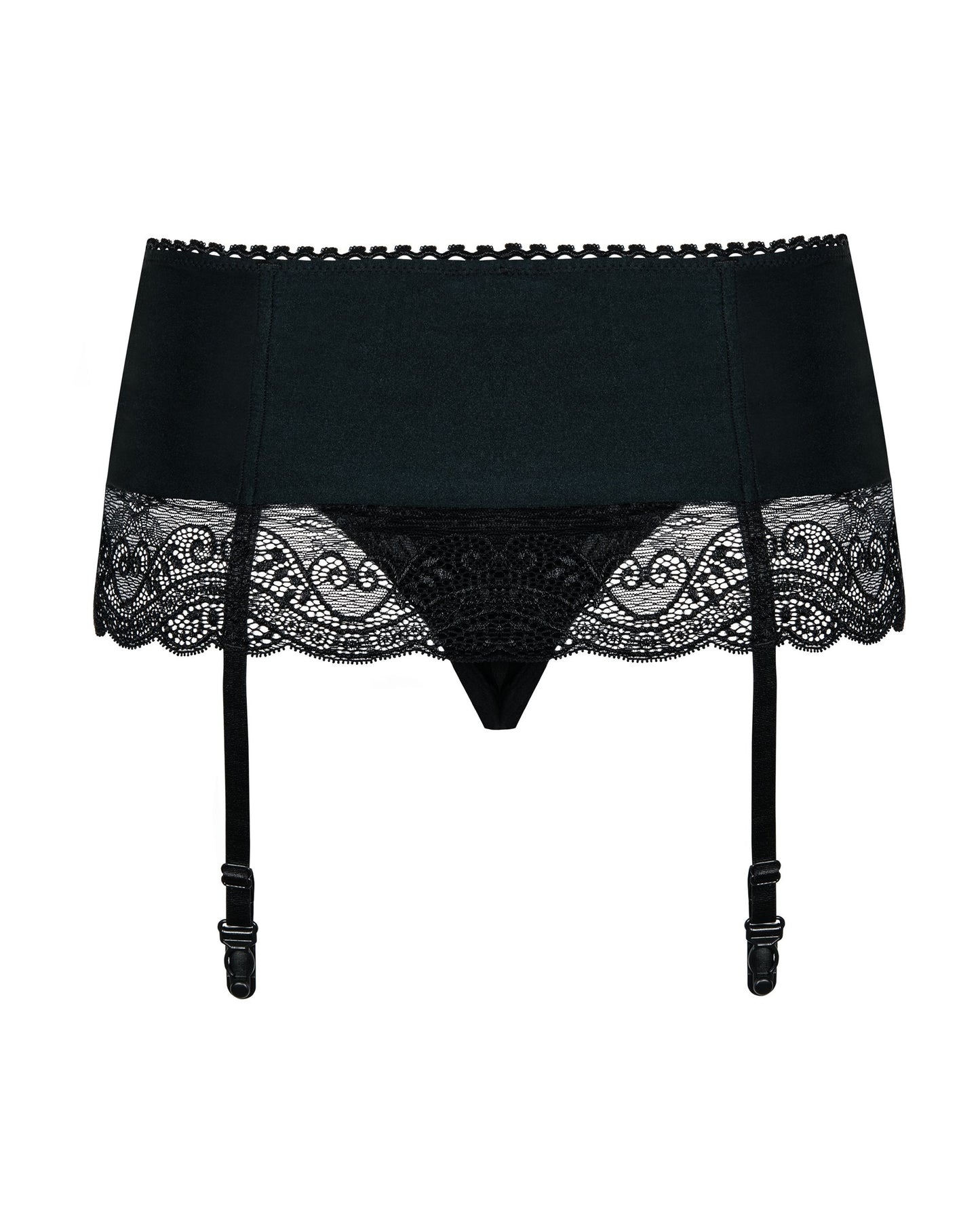 Obsessive - Miamor Garter Belt With Thong - Black