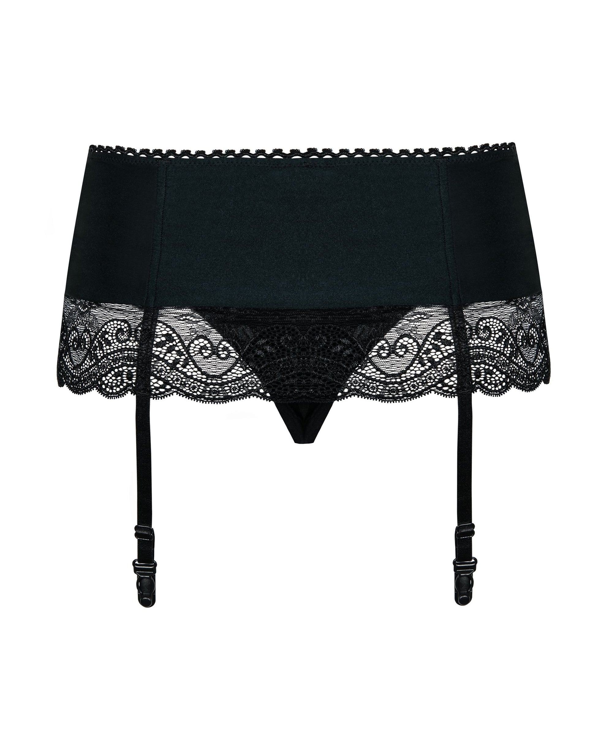 Obsessive - Miamor Garter Belt With Thong - Black