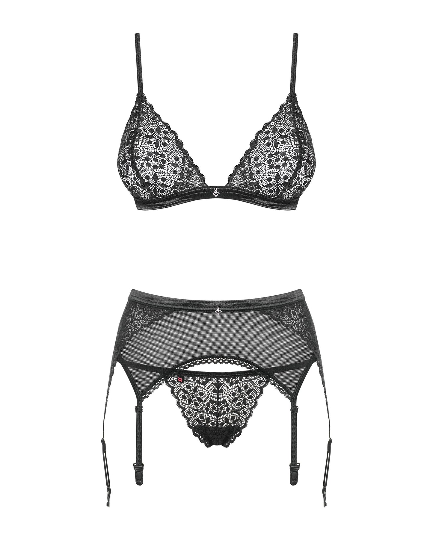 Obsessive - 3-piece bra set Shibu - black