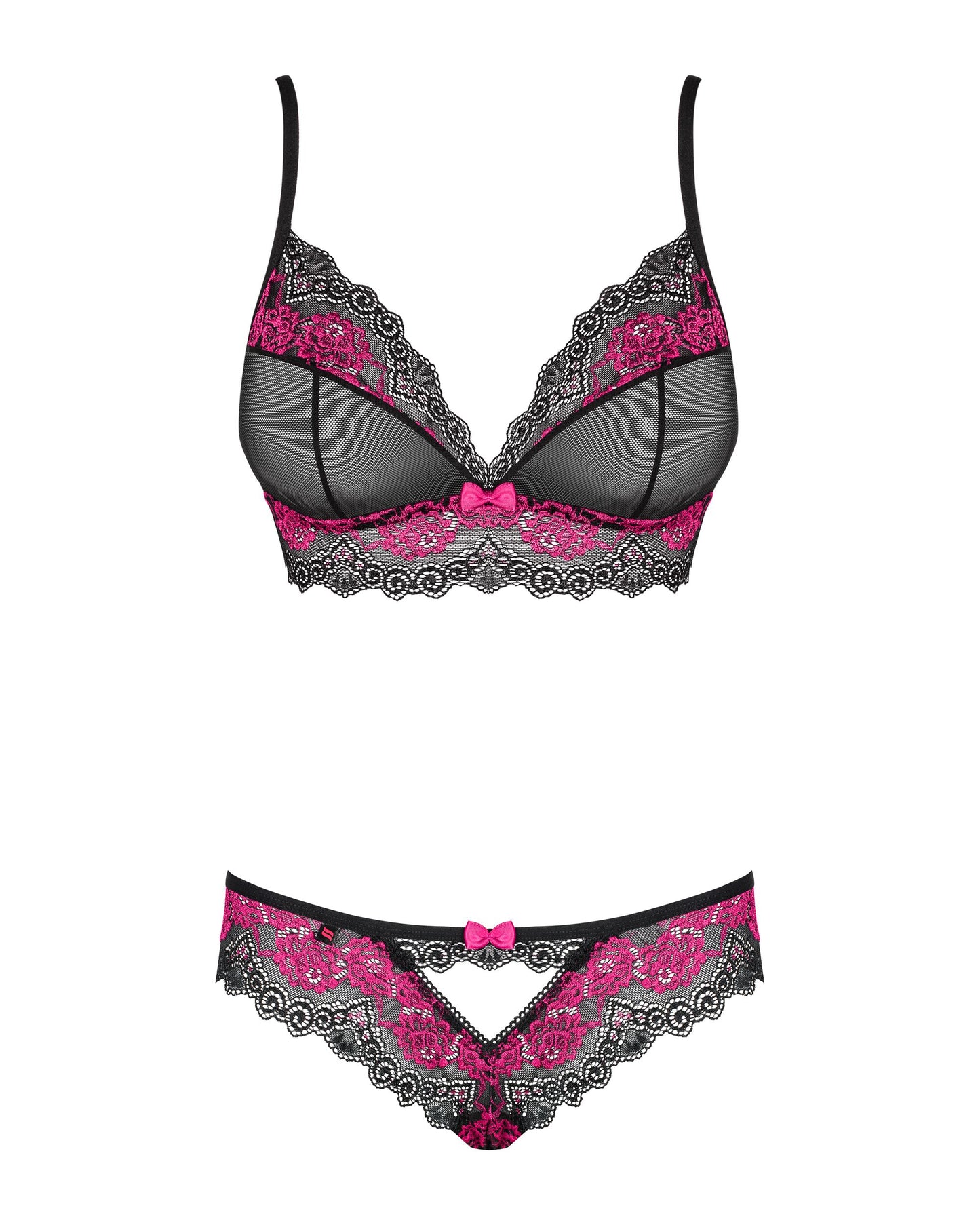 Obsessive - Tulia 2-piece Bra Set - Black/Pink