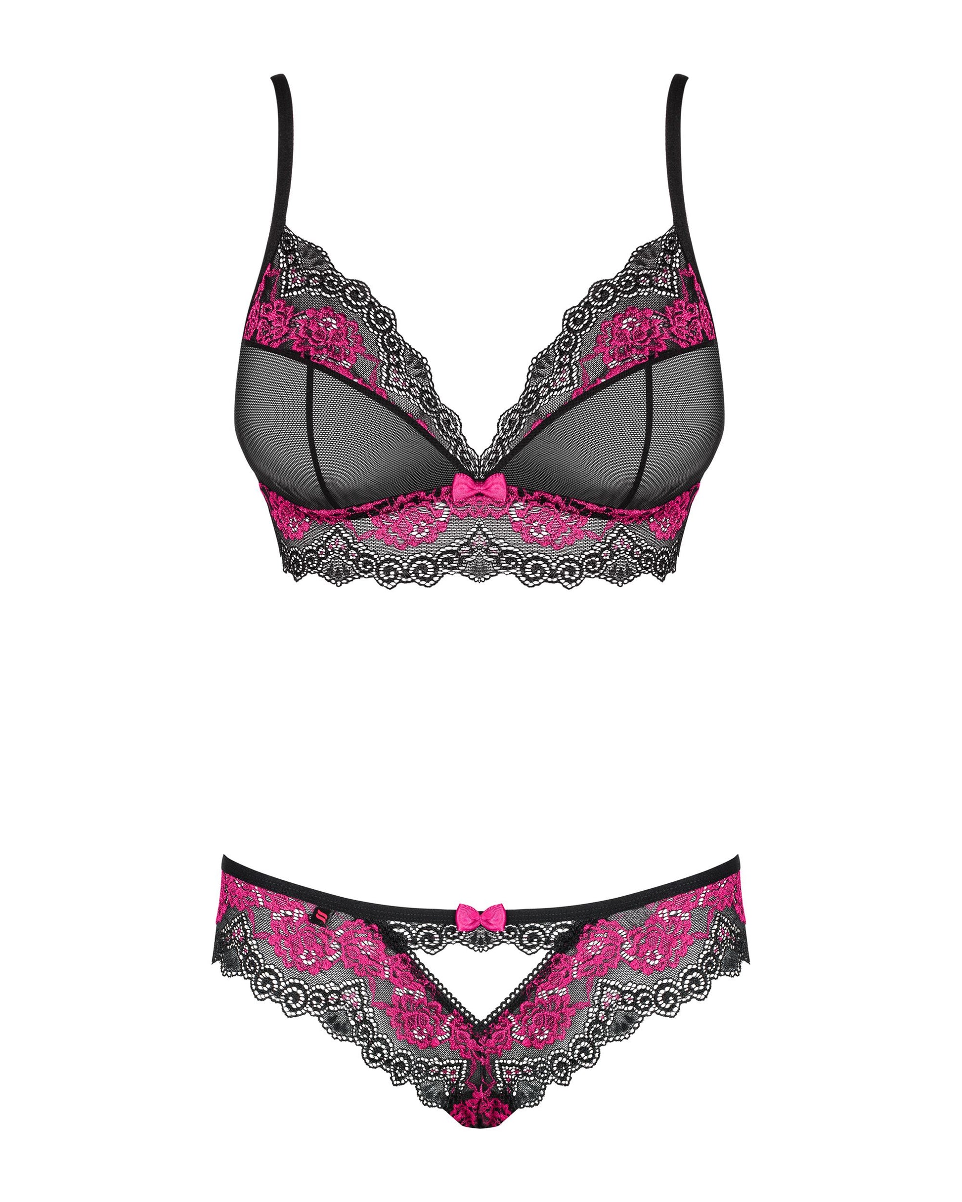 Obsessive - Tulia 2-piece Bra Set - Black/Pink