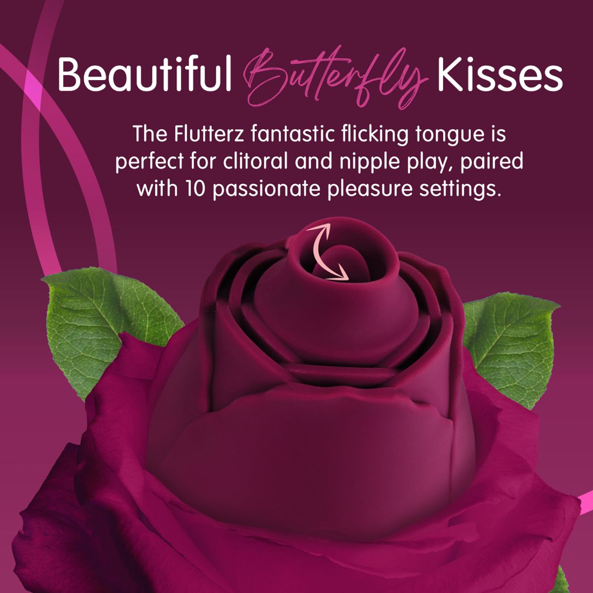 Skins Rose Buddies - The Rose Flutterz Vibrator - Burgundy