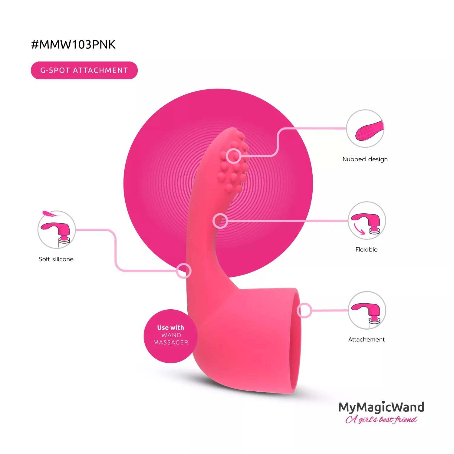 MyMagicWand G-Spot Attachment Pink