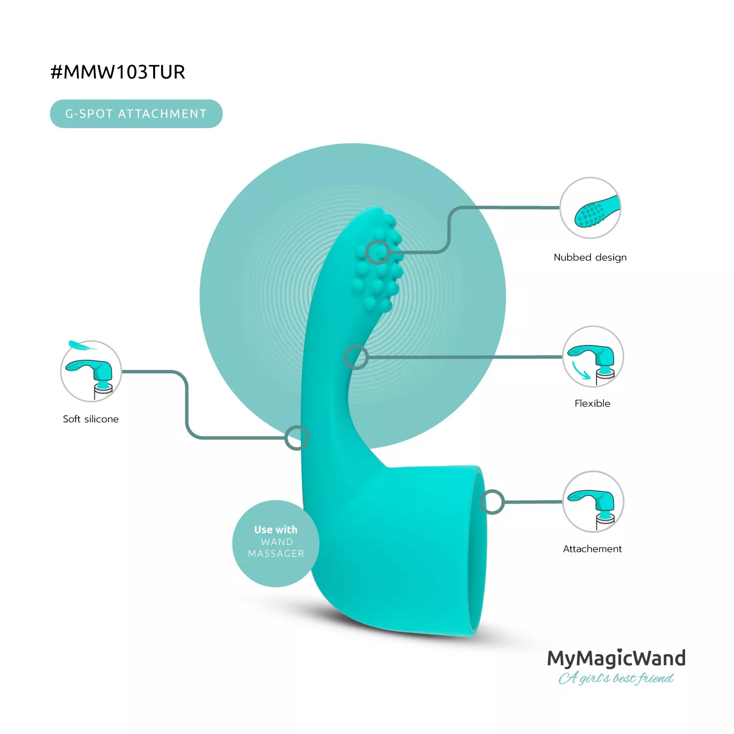 MyMagicWand G-Spot Attachment Turquoise