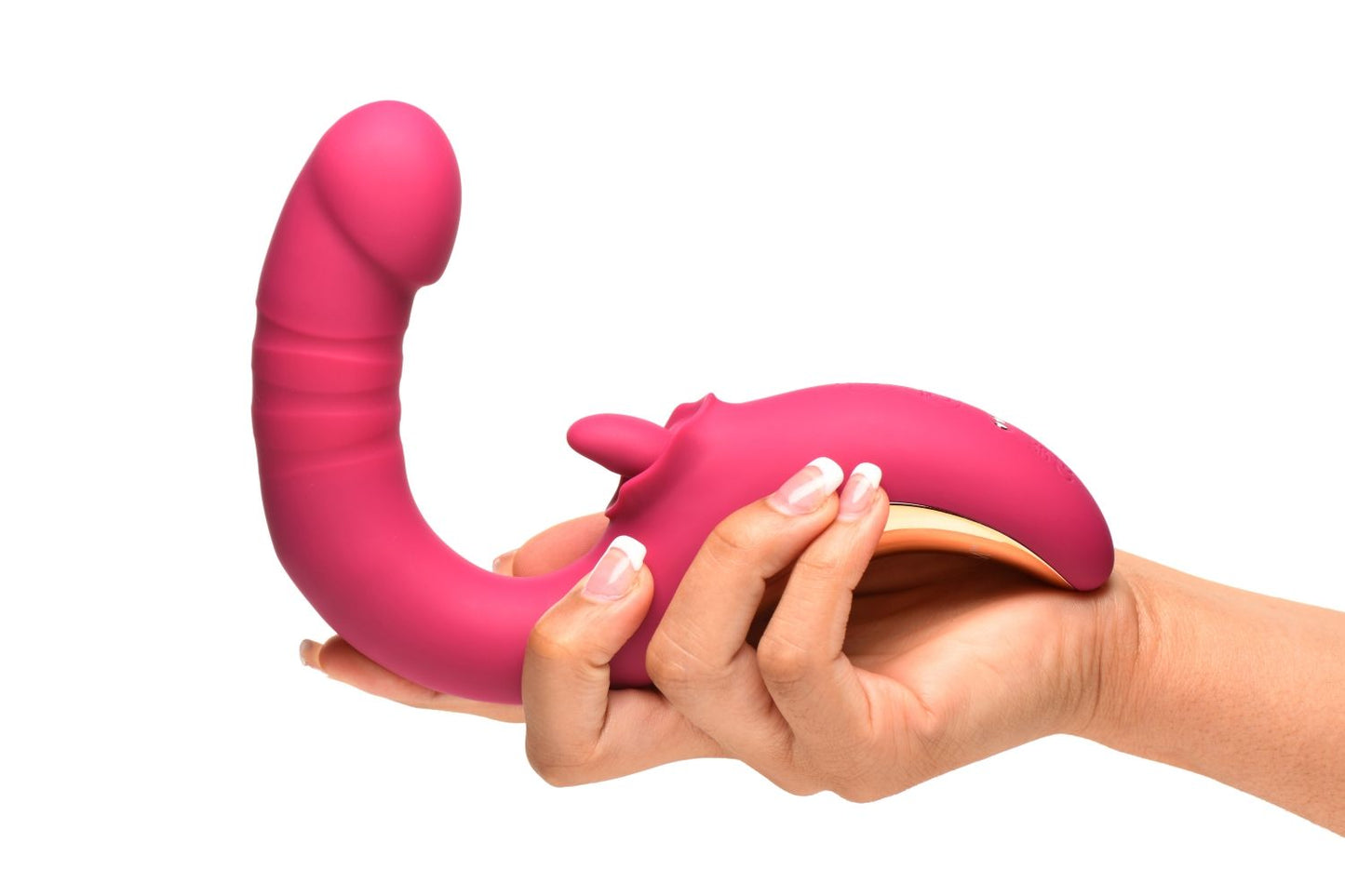 XR Brands - Tease & Please Licking & Thrusting Vibrator - Pink