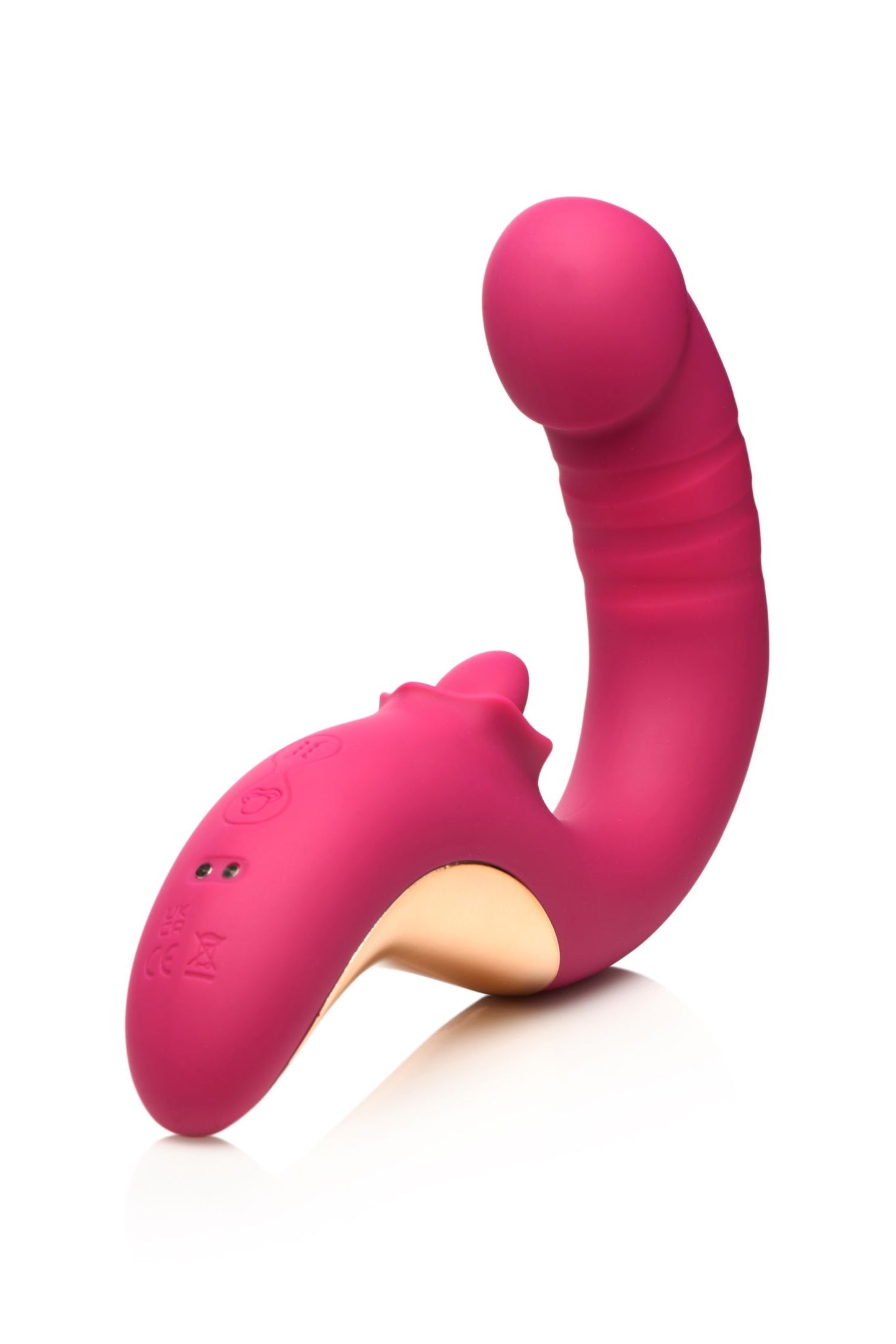 XR Brands - Tease & Please Licking & Thrusting Vibrator - Pink
