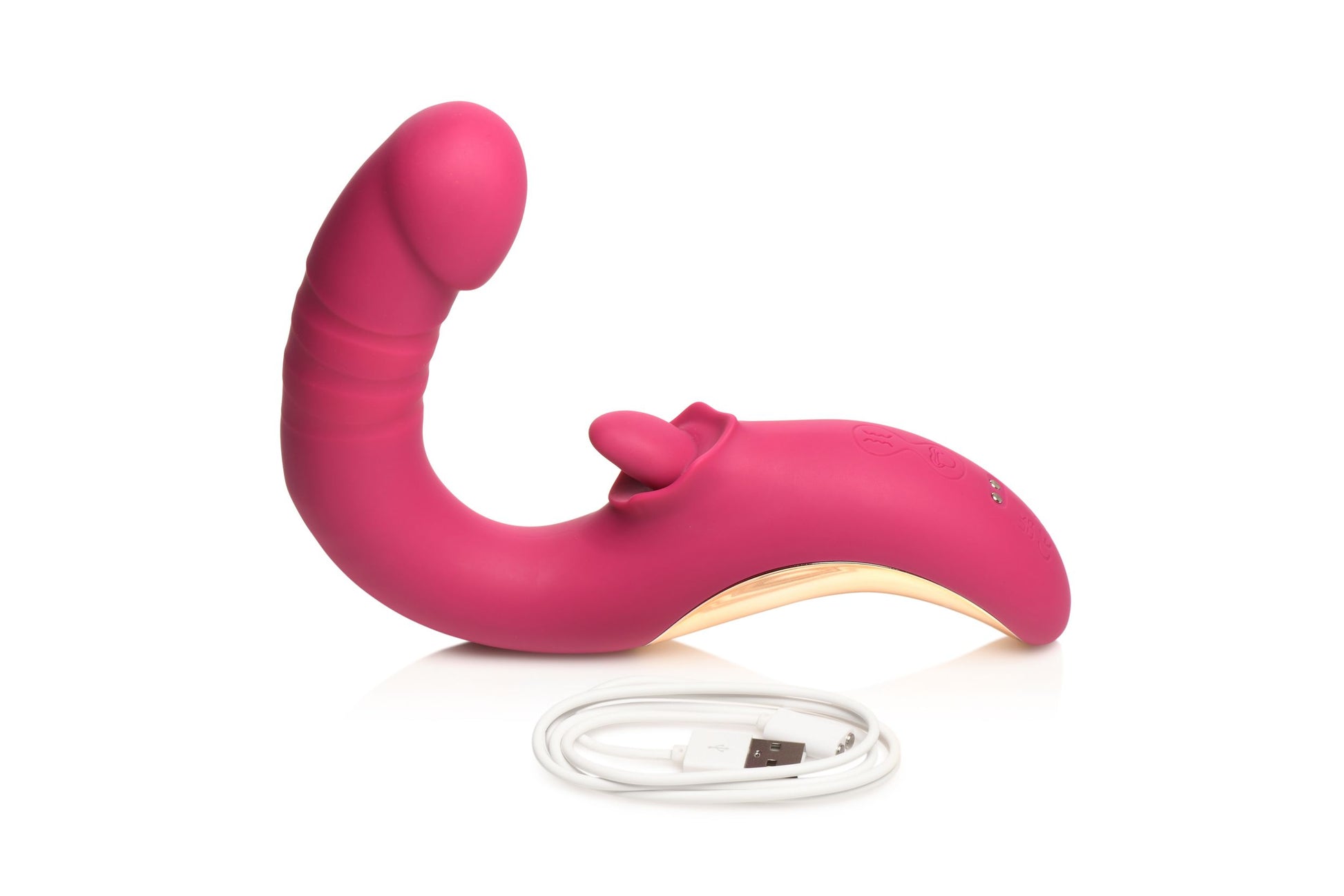 XR Brands - Tease & Please Licking & Thrusting Vibrator - Pink