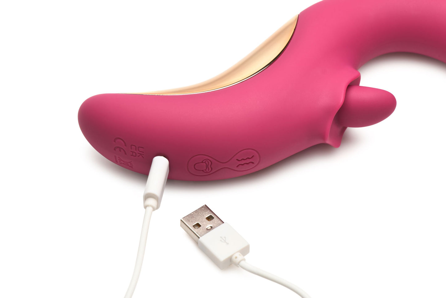 XR Brands - Tease & Please Licking & Thrusting Vibrator - Pink