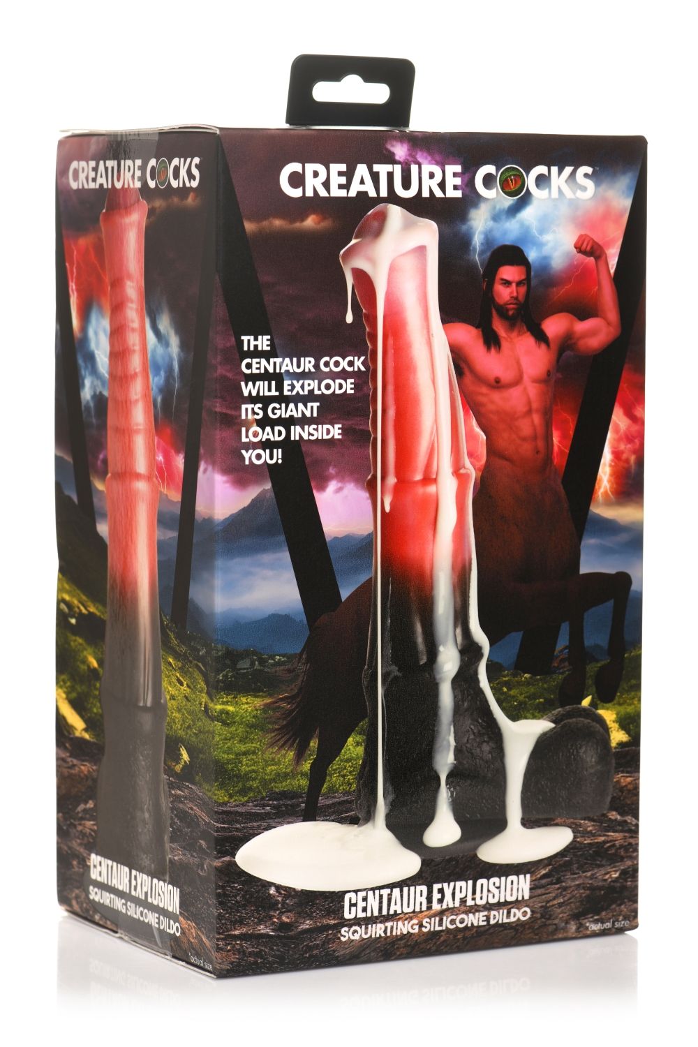 Creature Cocks - Centaur Explosion Squirting Silicone Dildo - Black/Red