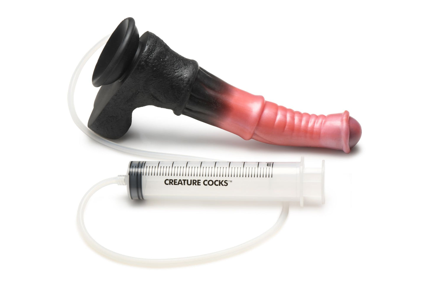 Creature Cocks - Centaur Explosion Squirting Silicone Dildo - Black/Red