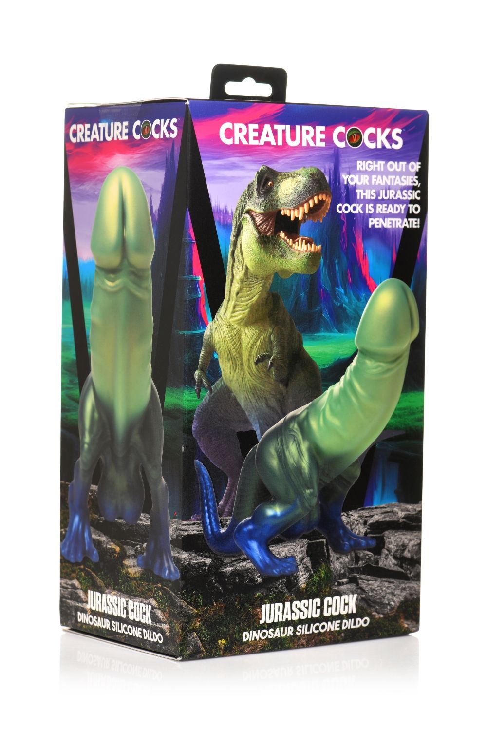 XR Brands - Jurassic Cock Dinosaur Dildo - Green & Blue