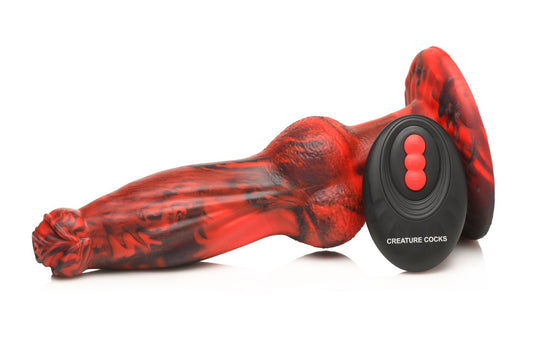 XR Brands - Hel-Wolf Thrusting & Vibrating Dildo with Remote Control - Red