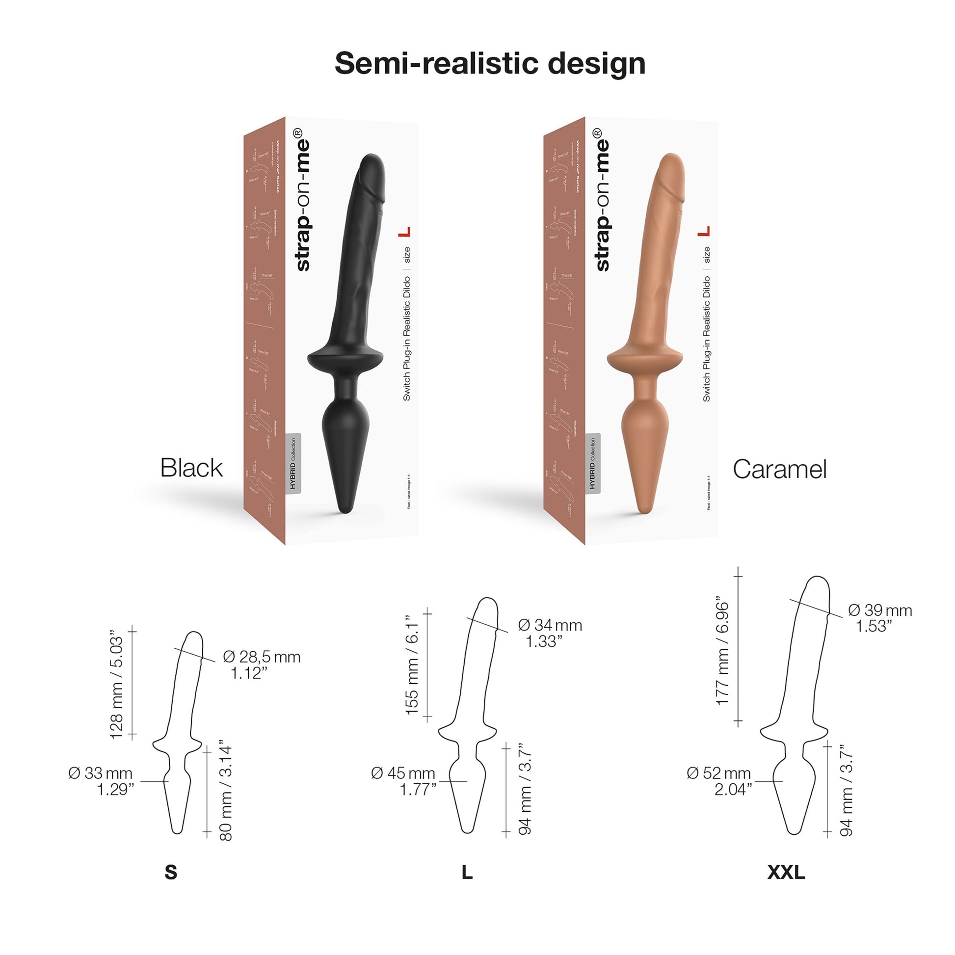 Strap-On-Me - Switch  Plug-in Realistic Dildo Caramel XXL