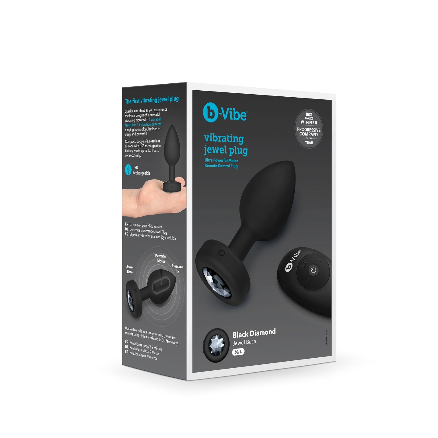 B-Vibe - Vibrating Jewel Plug M/L Black Diamond