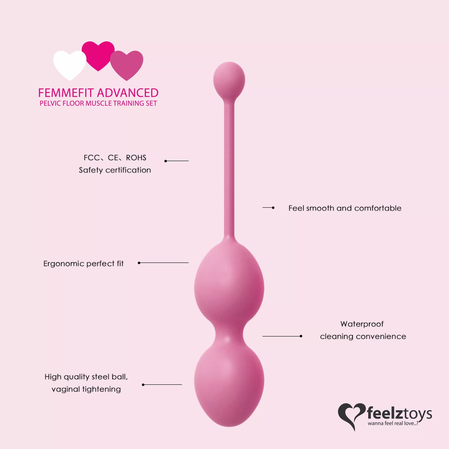 FeelzToys - Conjunto de 3 Peças para Treino Muscular Pélvico FemmeFit