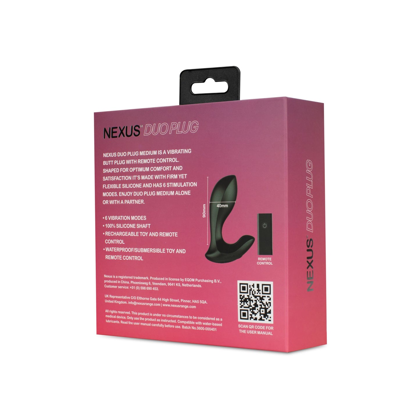 Nexus - Duo Remote Control Beginner Butt Plug Medium - Black