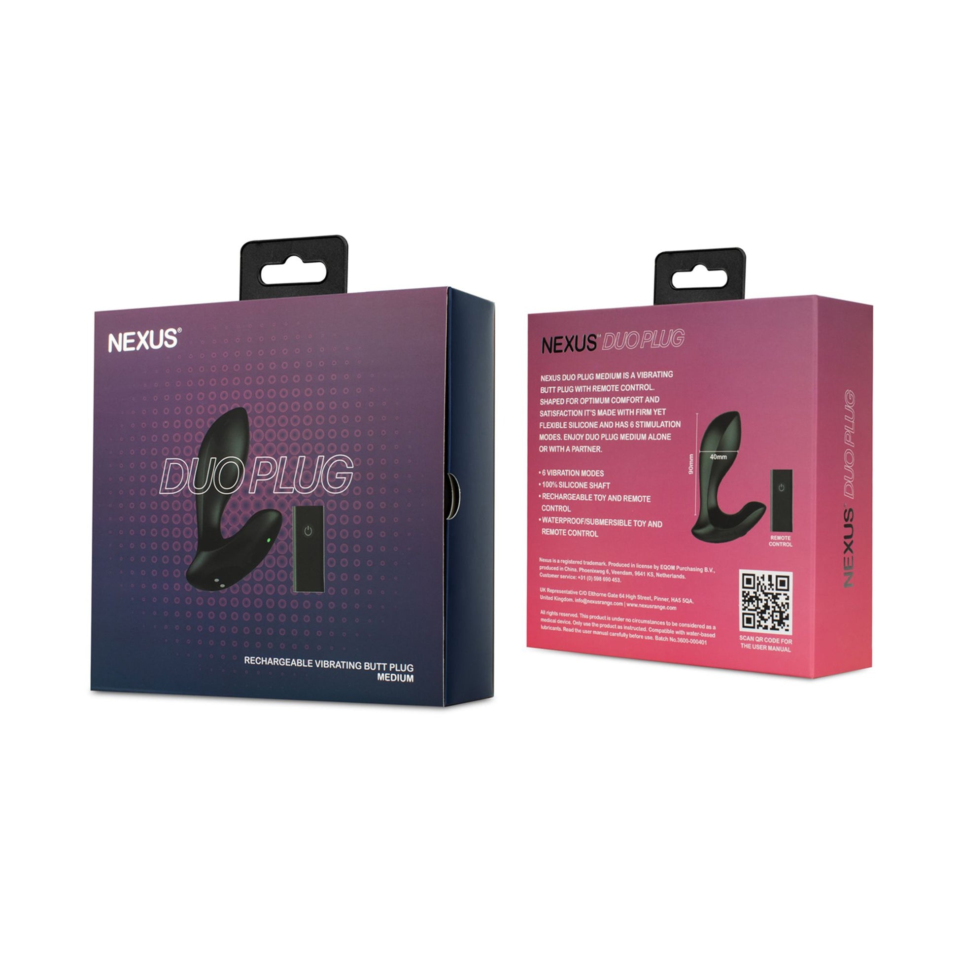 Nexus - Duo Remote Control Beginner Butt Plug Medium - Black