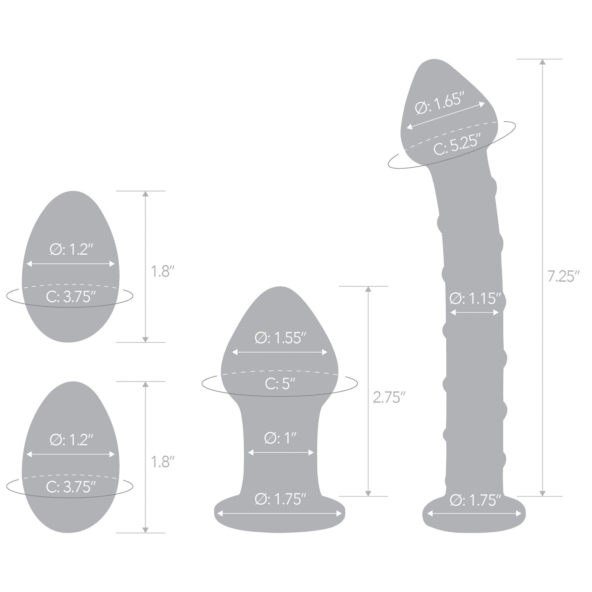 Glas - Mr. Swirly 4 pc Set with Glass Kegel Balls & Butt Plu