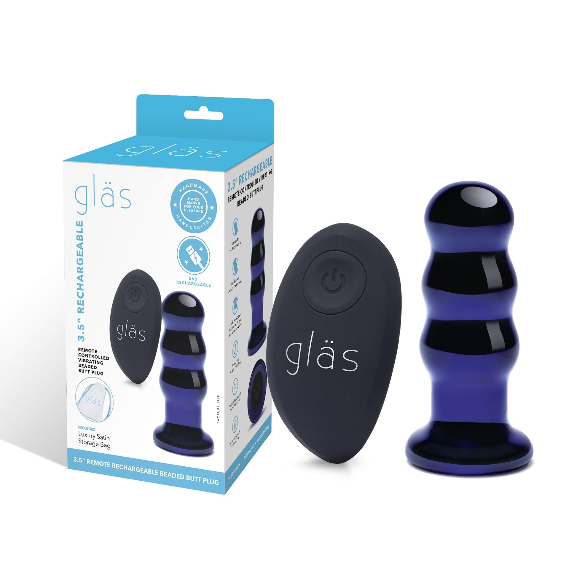 Glas - Rechargeable Remote Controlled  Vibrating Beaded Buttplug