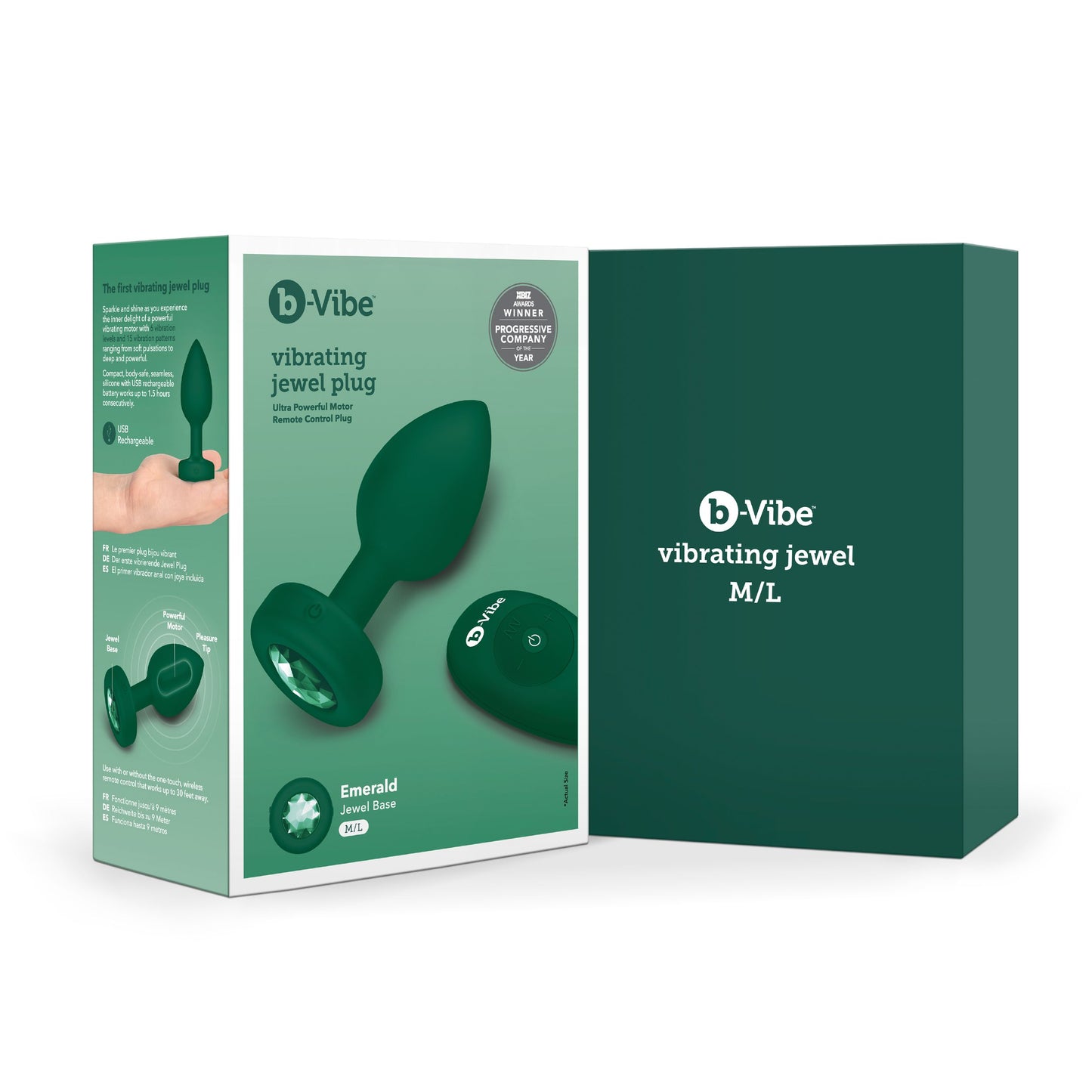 B-Vibe - Vibrating Jewel Plug M/L Emerald