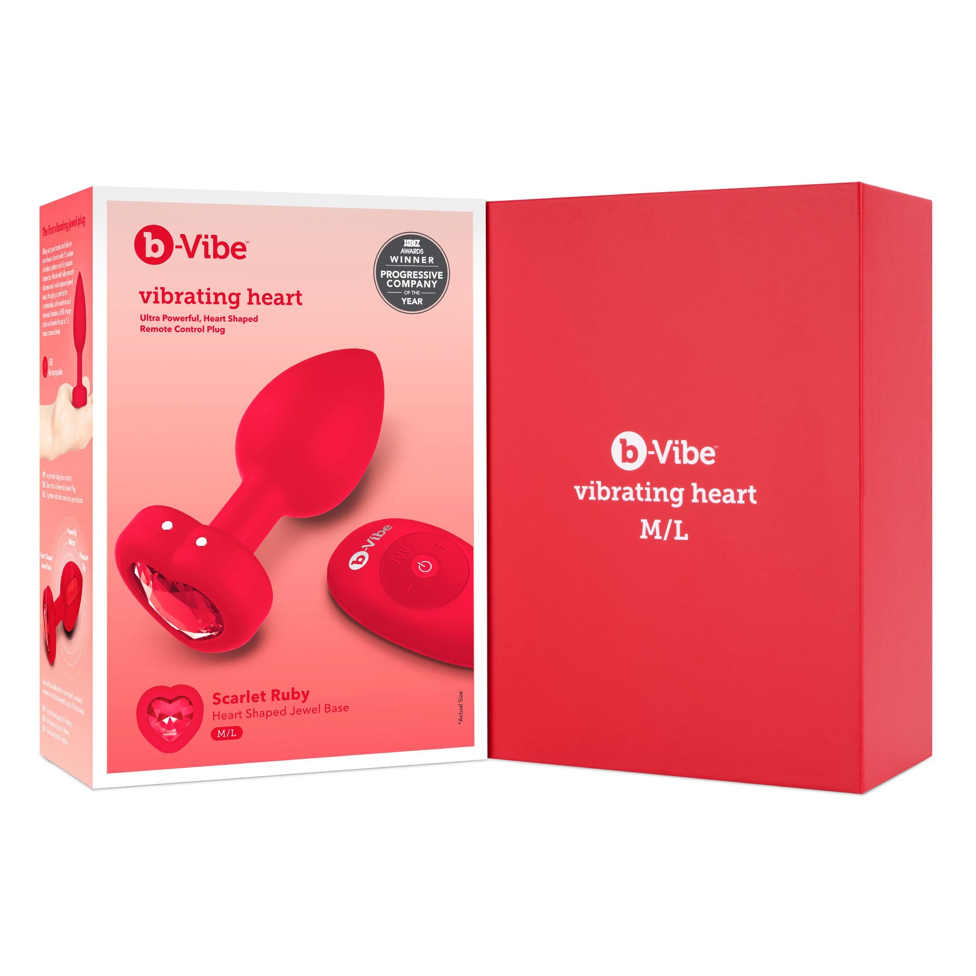 B-Vibe - Vibrating Heart Plug M/L Red