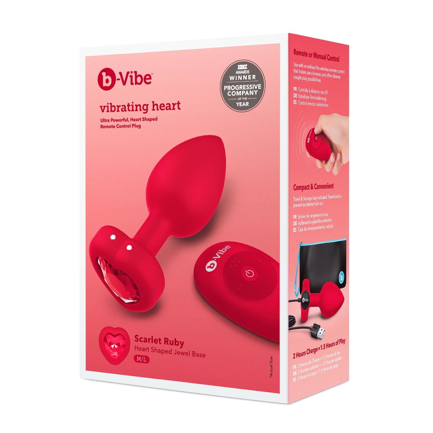 B-Vibe - Vibrating Heart Plug M/L Red