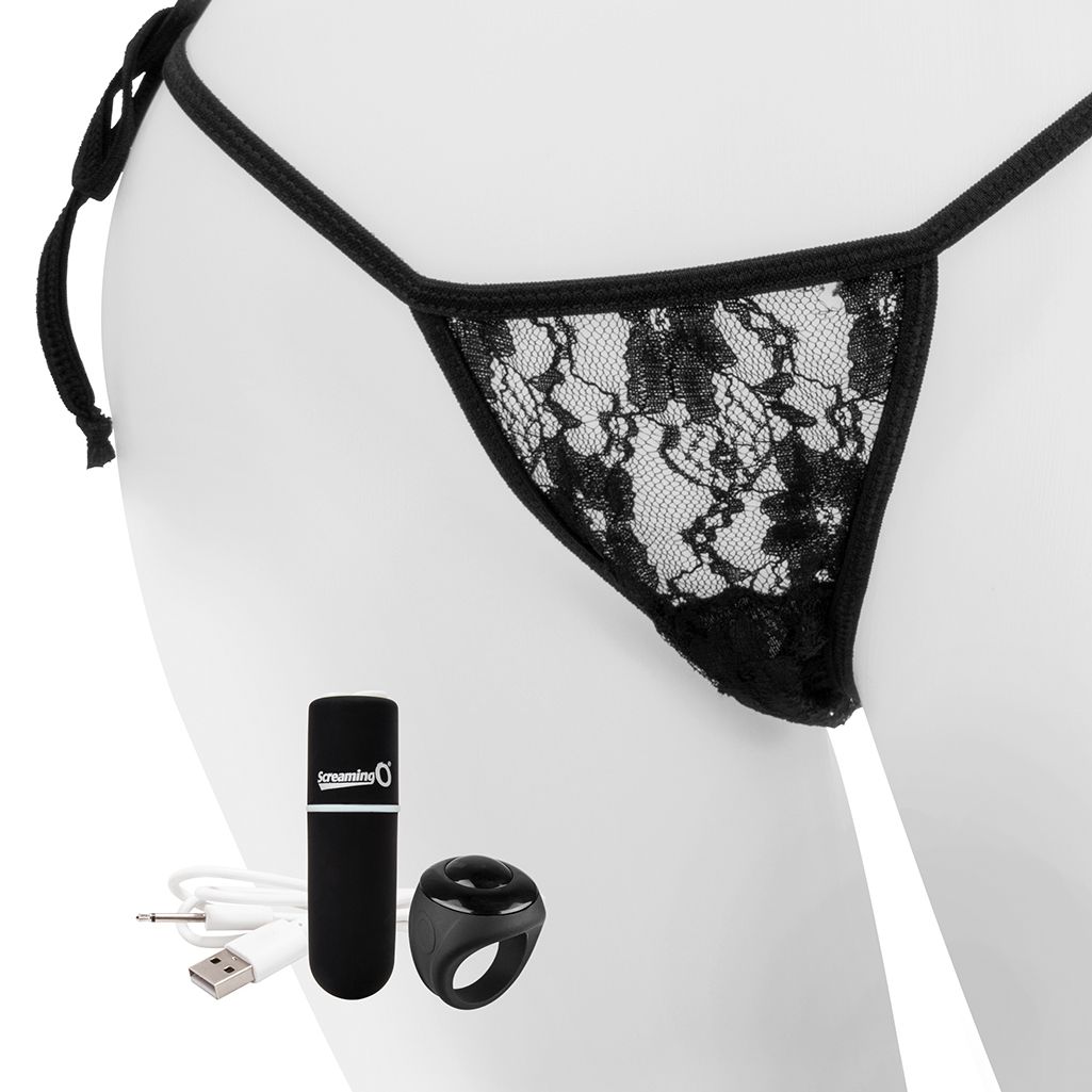 Black lingerie The Screaming O Charged Remote Control Panty Vibe Black