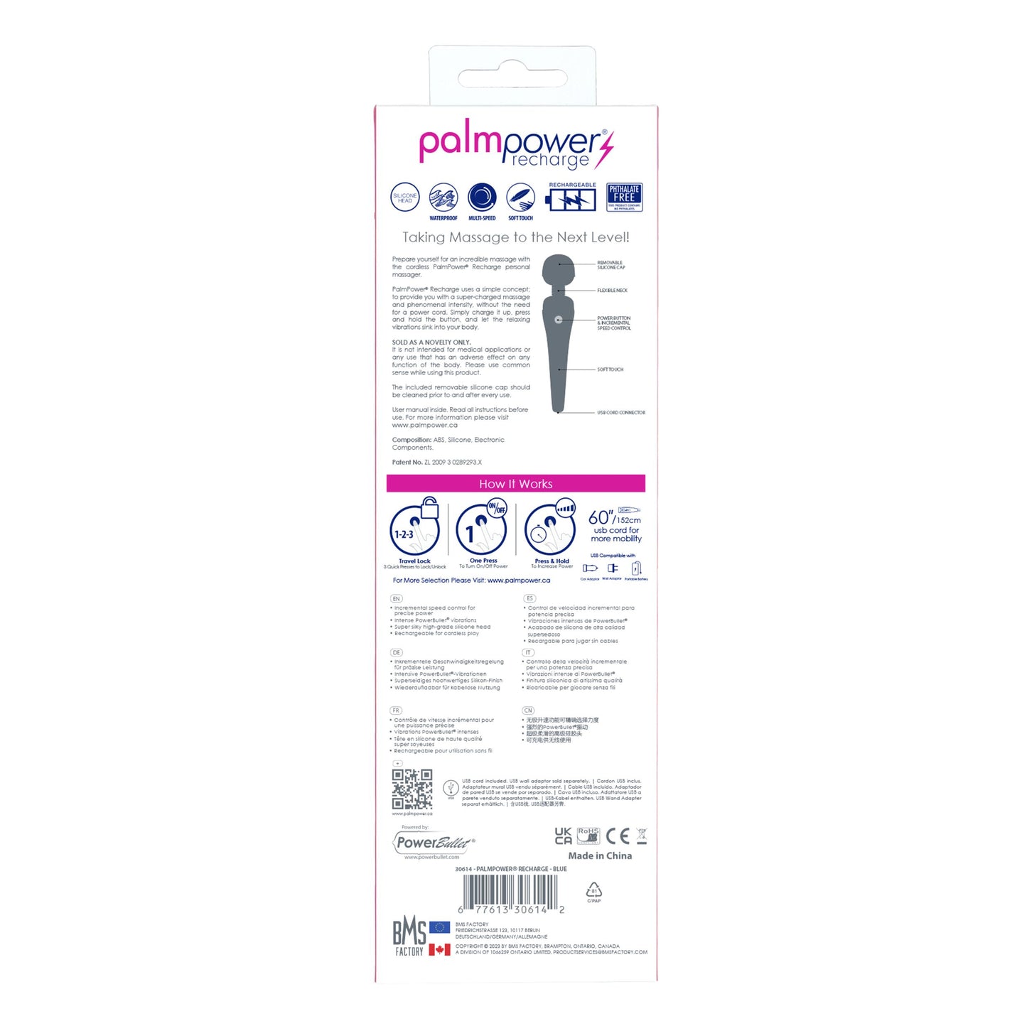 Palm Power – Personal Massager Wand Vibrator - Blue