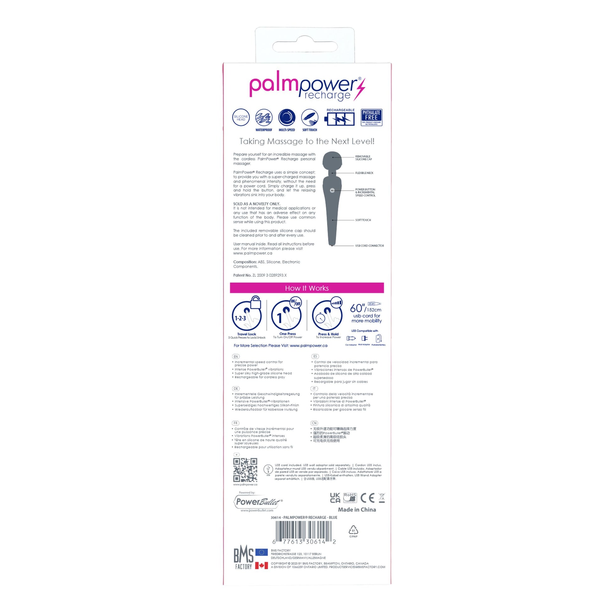 Palm Power – Personal Massager Wand Vibrator - Blue