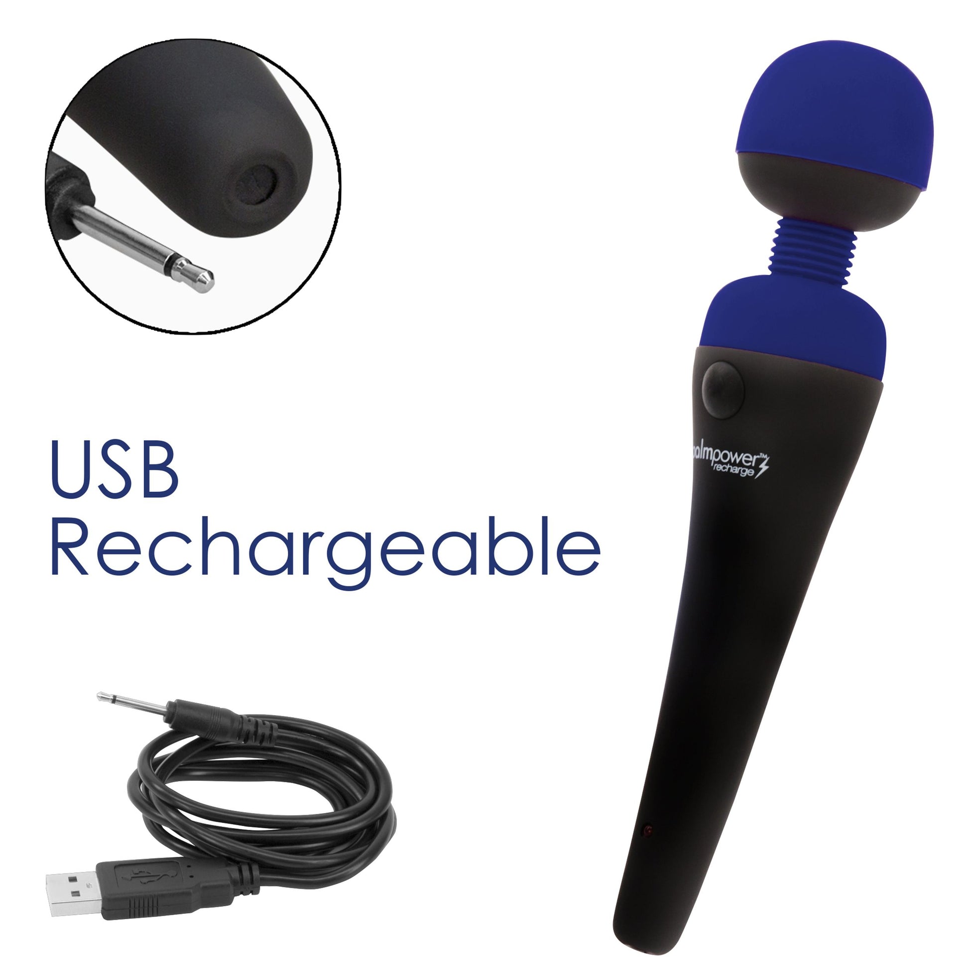Palm Power – Personal Massager Wand Vibrator - Blue