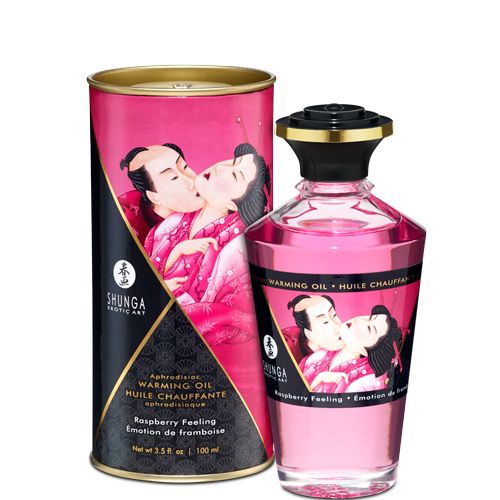 Shunga Aphrodisiac Warming Oil Raspberry Feeling 100 ml massage oil bottle
