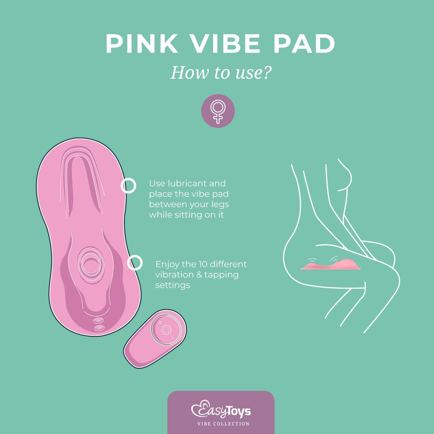 EasyToys – Vibe Pad Tapping & Vibrating Pad with Remote – Pink