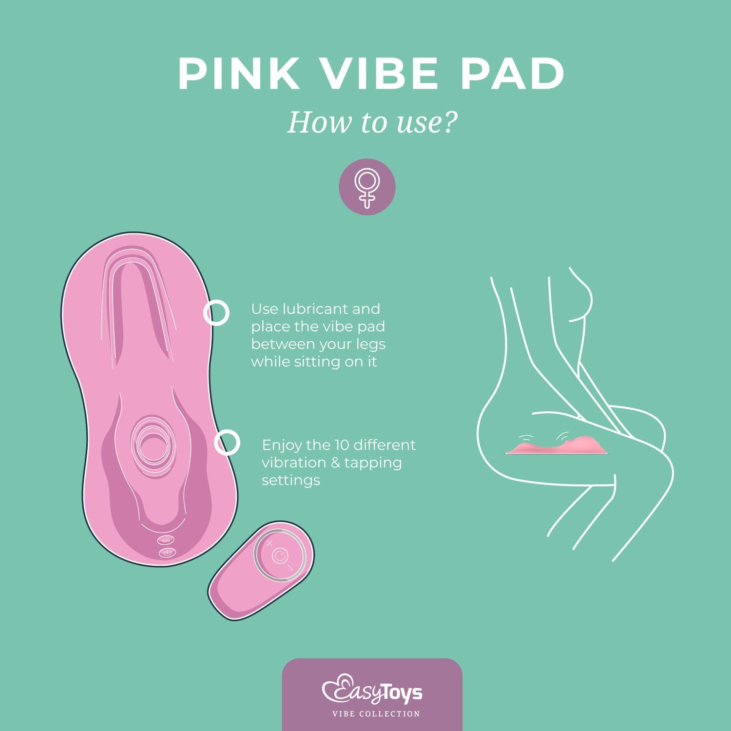 EasyToys – Vibe Pad Tapping & Vibrating Pad with Remote – Pink