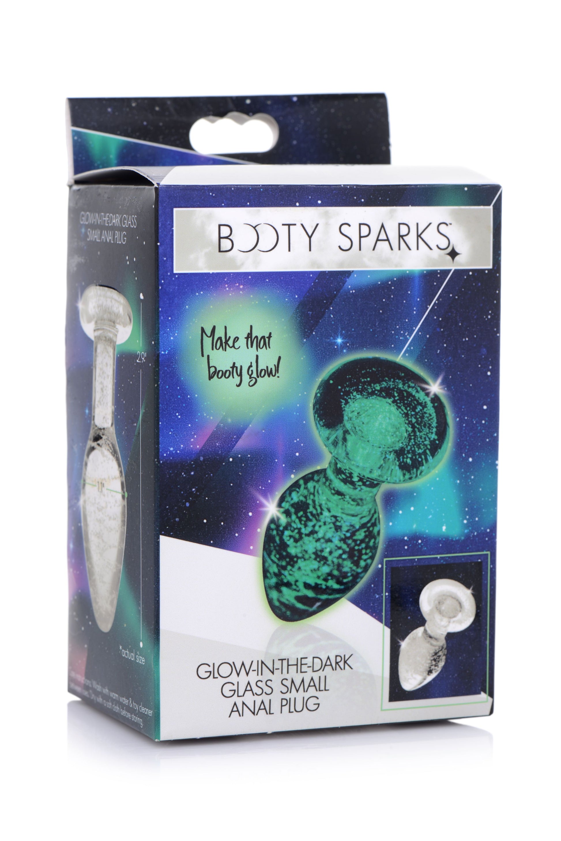 Glow-In-The-Dark Glass Anal Plug - Small