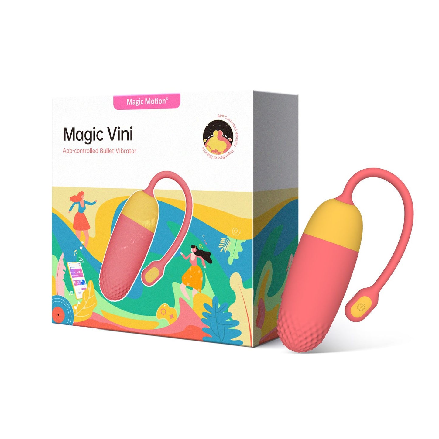 Magic Motion - Vini App-Controlled Vibrating Egg - Coral/Yellow