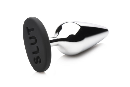 XR Brands - Butt Slut Metal & Silicone Butt Plug - Silver – Metal Butt Plug
