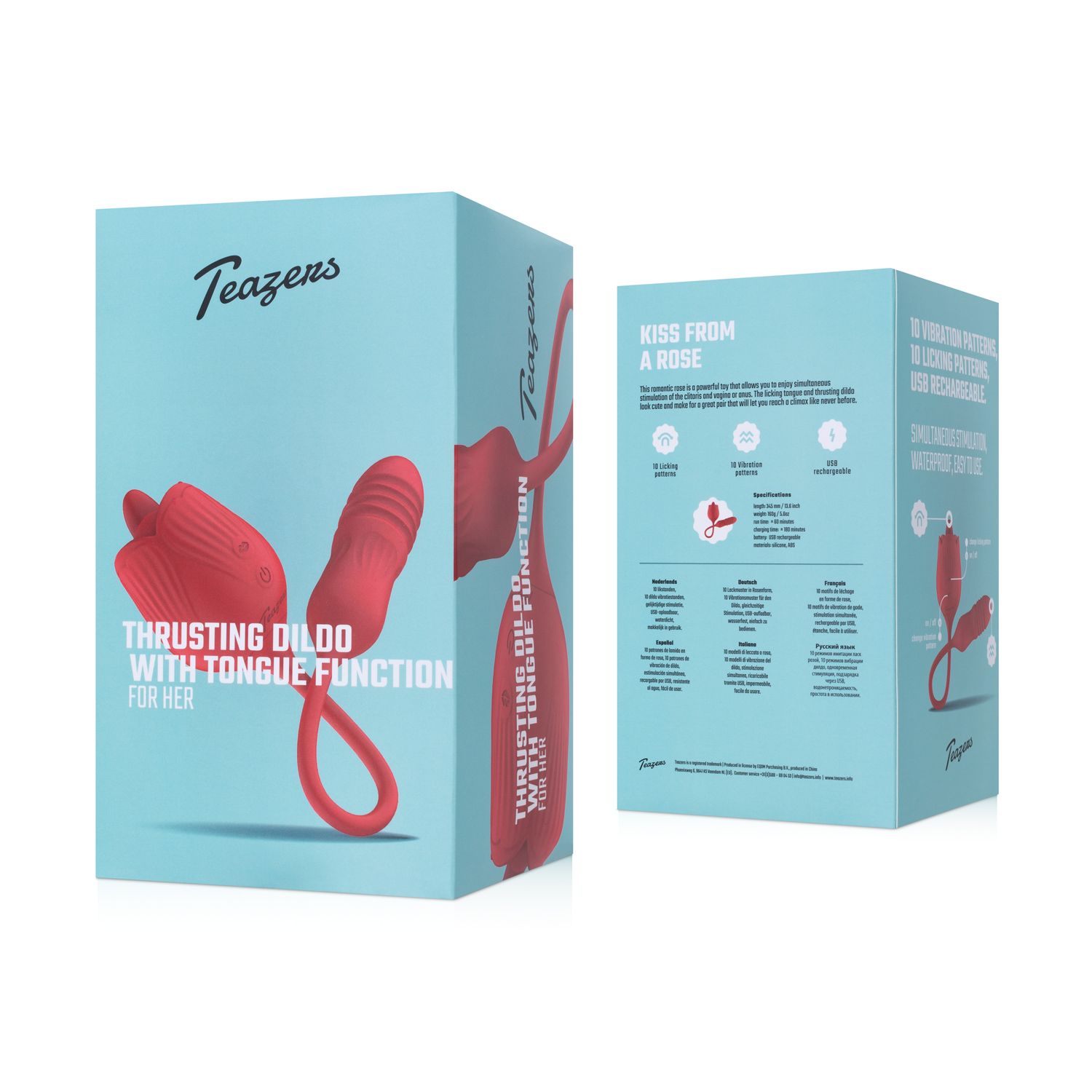 Teazers – Rose Thrusting Dildo Vibrator – Red