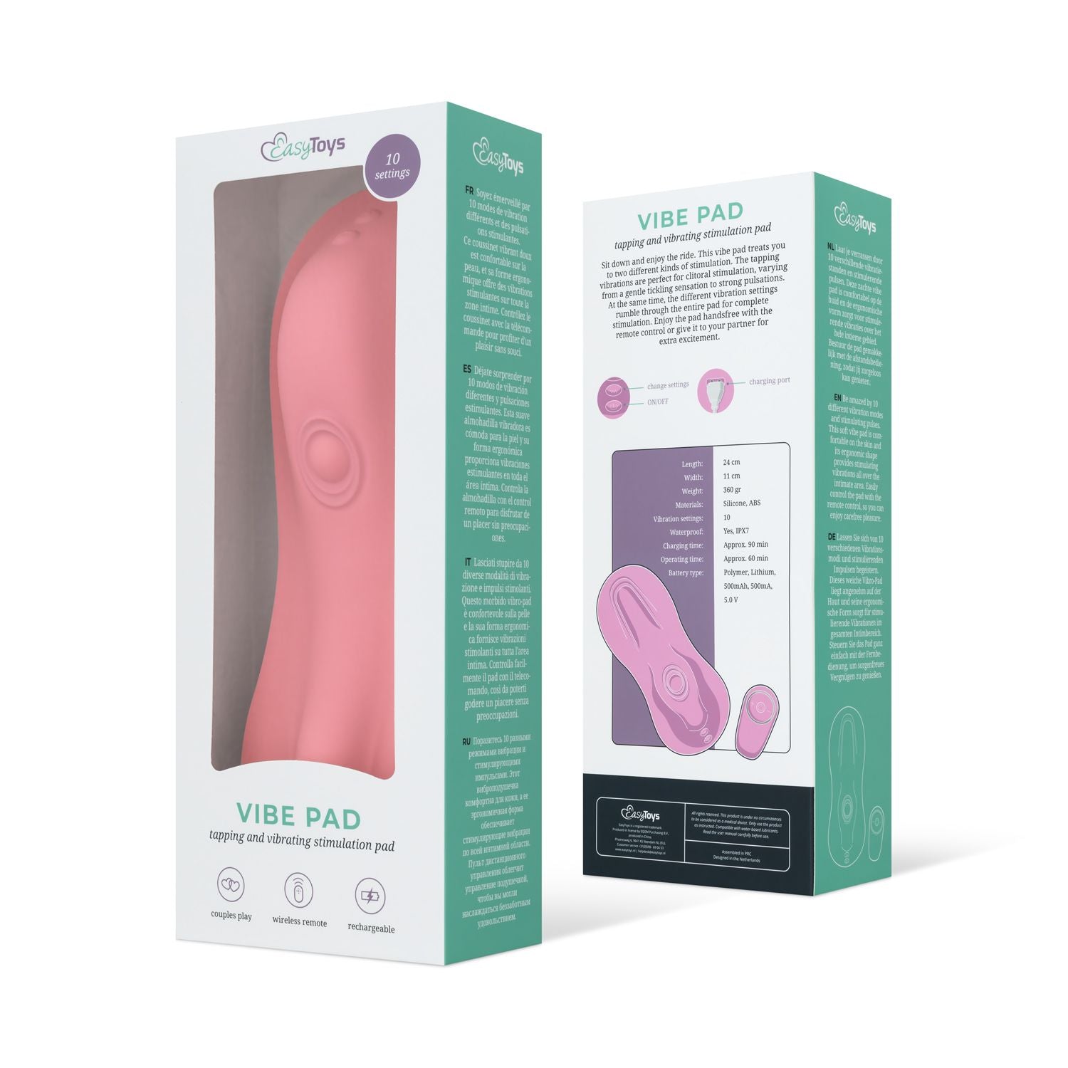 EasyToys – Vibe Pad Tapping & Vibrating Pad with Remote – Pink