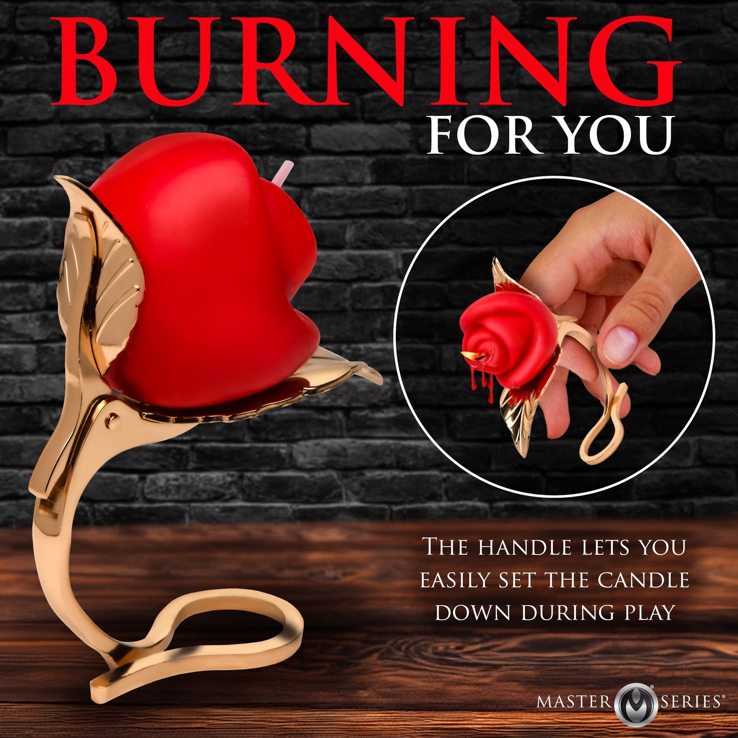 XR Brands - Rose Candle with Holder - Red
