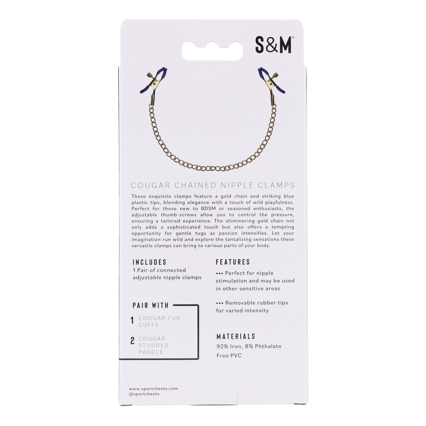 Cougar Nipple Clamps with Chain - Gold – Adjustable Nipple Clamps