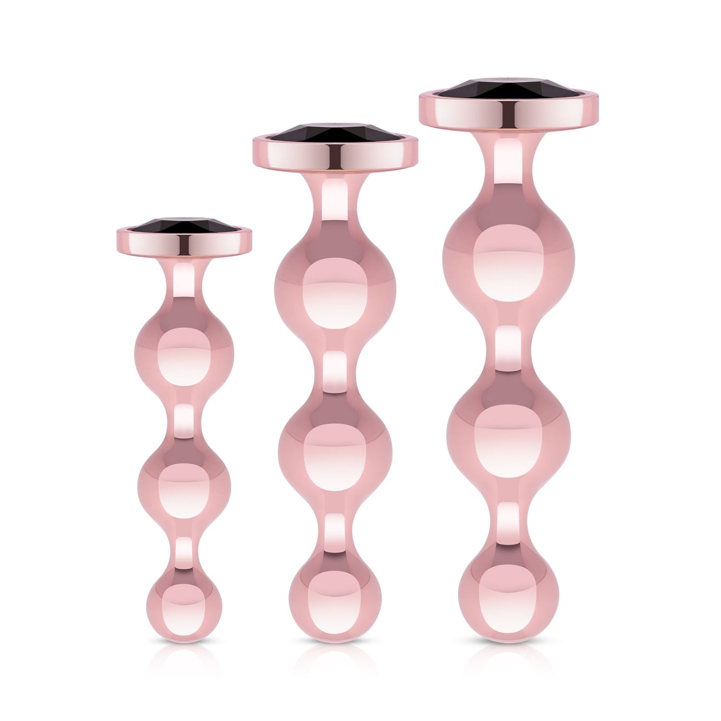 Rosy Gold - Metal Butt Plug Set 3 Pieces - Rose Gold – Silicone Butt Plug
