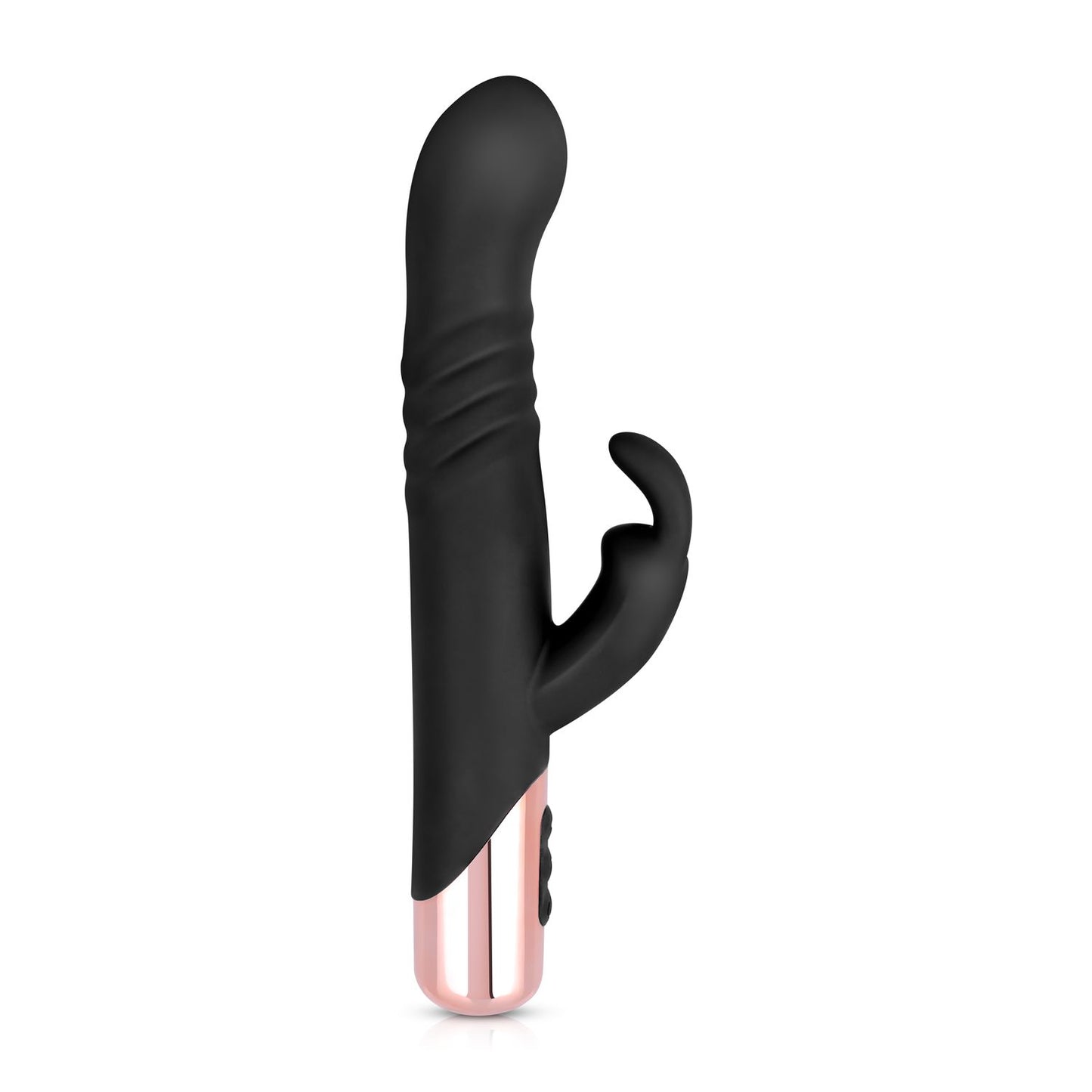 Rosy Gold - Rabbit Vibrator with thrusting function - Black – Thrusting Rabbit Vibrator