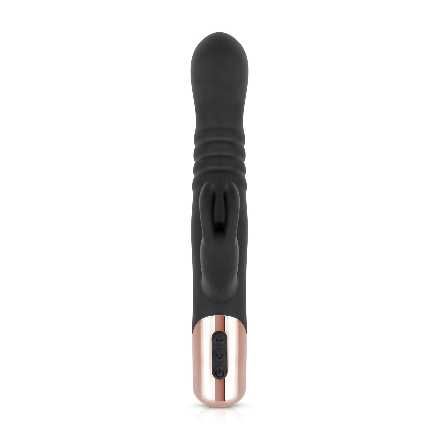 Rosy Gold - Rabbit Vibrator with thrusting function - Black – Thrusting Rabbit Vibrator