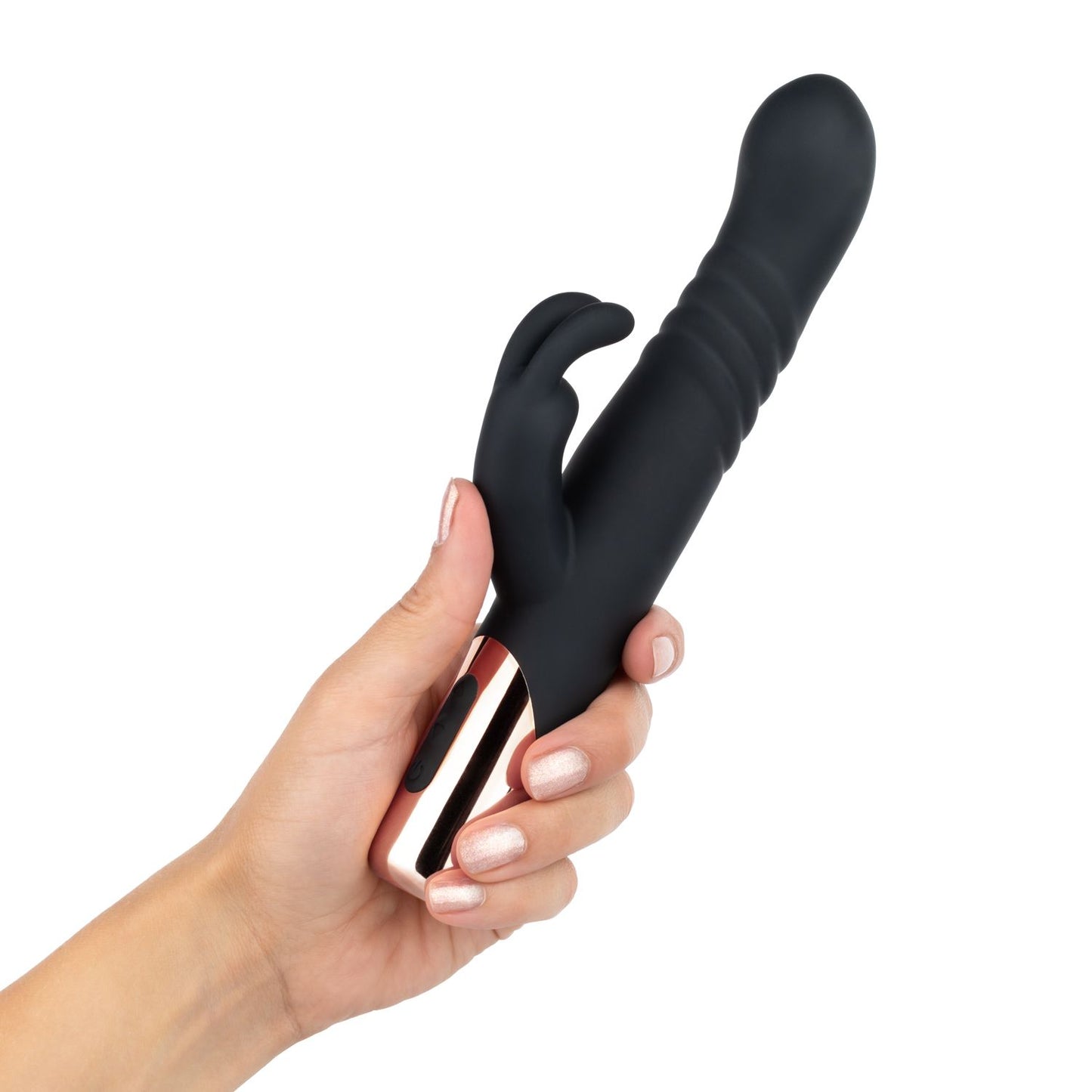 Rosy Gold - Rabbit Vibrator with thrusting function - Black – Thrusting Rabbit Vibrator