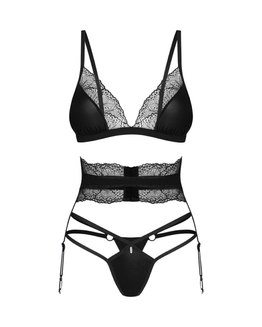 Obsessive - Lobellis Three-Piece Set - Black – Suspender Belt