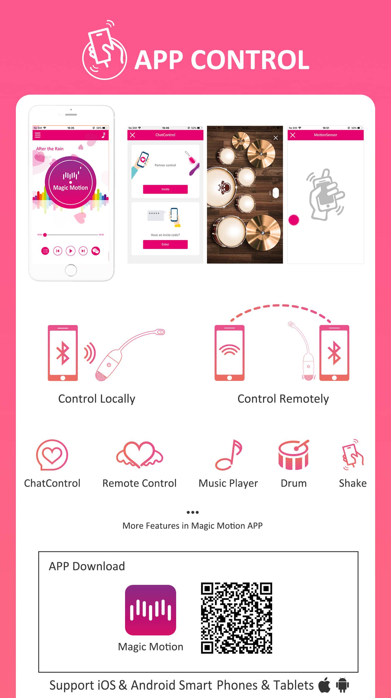 Magic Motion - Vini App-Controlled Vibrating Egg - Pink/White